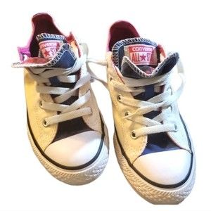 Converse All Star Sneakers for girls, Size 2 white, blue and pink, low t…
